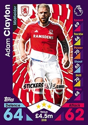Sticker Adam Clayton - English Premier League 2016-2017. Match Attax - Topps