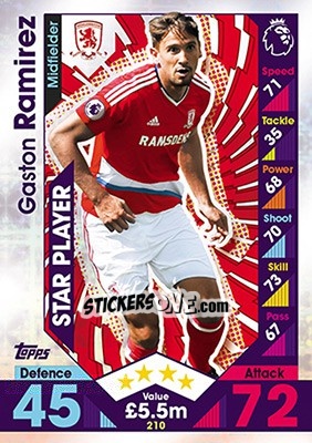 Sticker Gaston Ramirez - English Premier League 2016-2017. Match Attax - Topps
