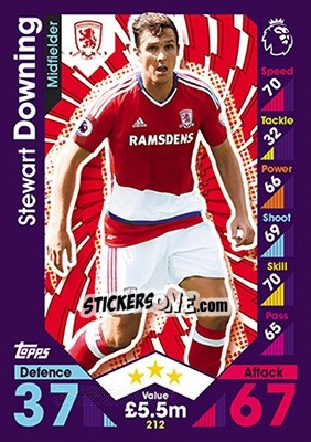Sticker Stewart Downing - English Premier League 2016-2017. Match Attax - Topps
