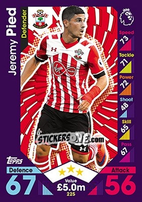 Cromo Jeremy Pied - English Premier League 2016-2017. Match Attax - Topps