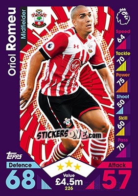 Cromo Oriol Romeu - English Premier League 2016-2017. Match Attax - Topps