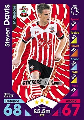 Sticker Steven Davis - English Premier League 2016-2017. Match Attax - Topps