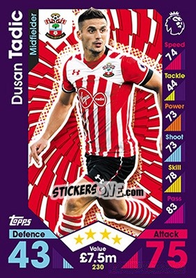 Cromo Dusan Tadic - English Premier League 2016-2017. Match Attax - Topps