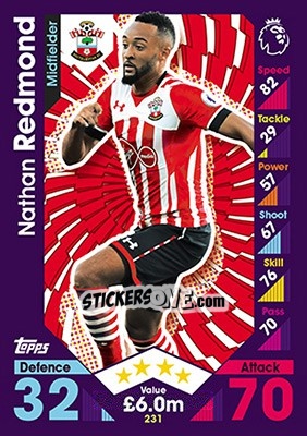 Sticker Nathan Redmond - English Premier League 2016-2017. Match Attax - Topps