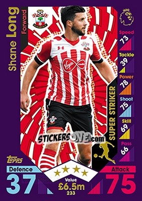 Figurina Shane Long - English Premier League 2016-2017. Match Attax - Topps