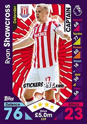 Figurina Ryan Shawcross - English Premier League 2016-2017. Match Attax - Topps