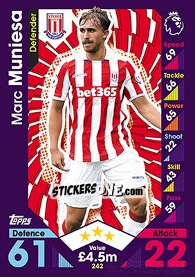 Sticker Marc Muniesa - English Premier League 2016-2017. Match Attax - Topps