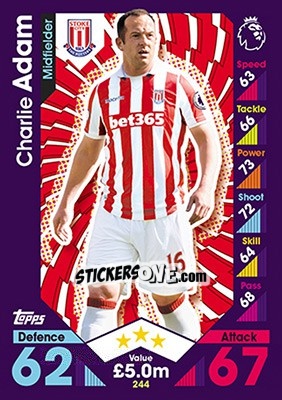 Sticker Charlie Adam - English Premier League 2016-2017. Match Attax - Topps