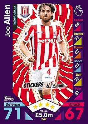 Sticker Joe Allen - English Premier League 2016-2017. Match Attax - Topps