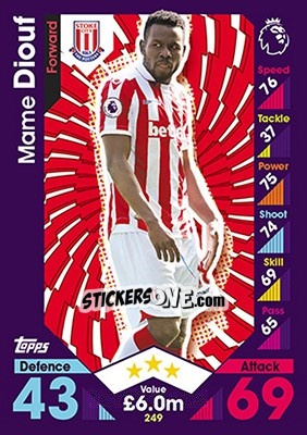 Sticker Mame Diouf - English Premier League 2016-2017. Match Attax - Topps