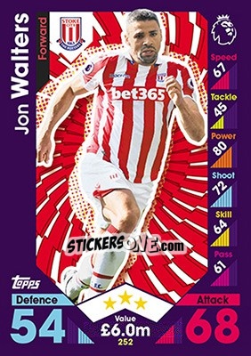 Sticker Jon Walters - English Premier League 2016-2017. Match Attax - Topps