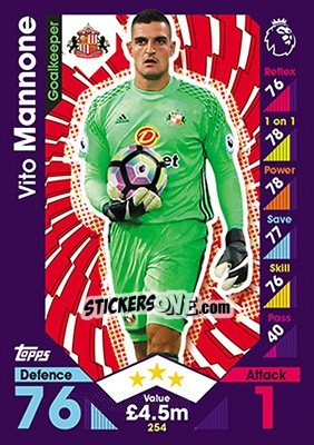 Sticker Vito Mannone - English Premier League 2016-2017. Match Attax - Topps