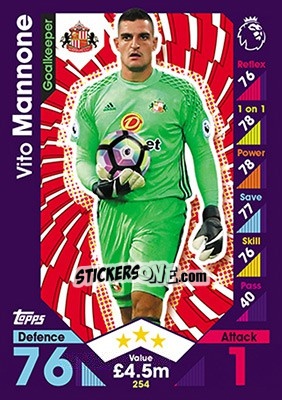 Figurina Vito Mannone - English Premier League 2016-2017. Match Attax - Topps