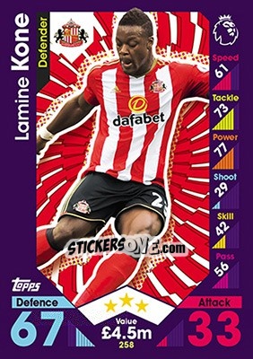 Sticker Lamine Kone - English Premier League 2016-2017. Match Attax - Topps