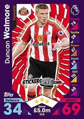 Cromo Duncan Watmore - English Premier League 2016-2017. Match Attax - Topps