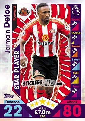 Sticker Jermain Defoe - English Premier League 2016-2017. Match Attax - Topps