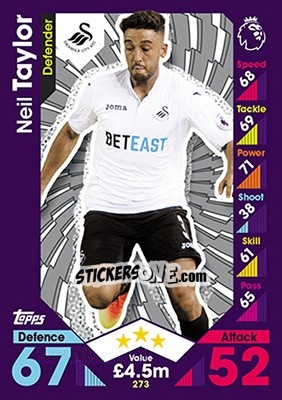 Sticker Neil Taylor - English Premier League 2016-2017. Match Attax - Topps