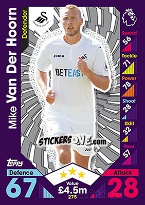 Sticker Mike van der Hoorn - English Premier League 2016-2017. Match Attax - Topps