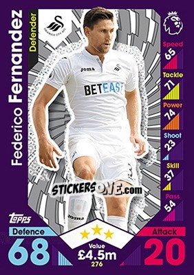 Sticker Federico Fernandez - English Premier League 2016-2017. Match Attax - Topps