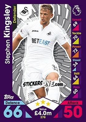 Sticker Stephen Kingsley - English Premier League 2016-2017. Match Attax - Topps