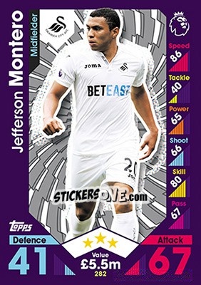Sticker Jefferson Montero - English Premier League 2016-2017. Match Attax - Topps