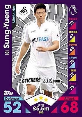 Sticker Ki Sung-Yueng - English Premier League 2016-2017. Match Attax - Topps