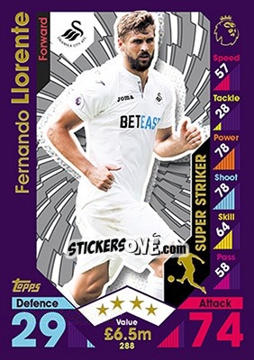 Sticker Fernando Llorente - English Premier League 2016-2017. Match Attax - Topps