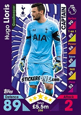 Sticker Hugo Lloris - English Premier League 2016-2017. Match Attax n. 290 - Topps