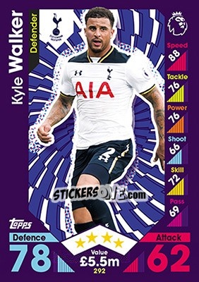 Sticker Kyle Walker - English Premier League 2016-2017. Match Attax n. 292 - Topps