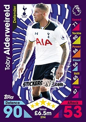 Sticker Toby Alderweireld - English Premier League 2016-2017. Match Attax - Topps