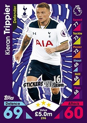 Sticker Kieran Trippier - English Premier League 2016-2017. Match Attax - Topps