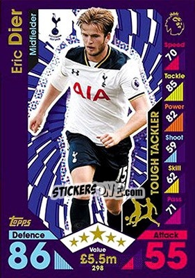 Sticker Eric Dier - English Premier League 2016-2017. Match Attax n. 298 - Topps