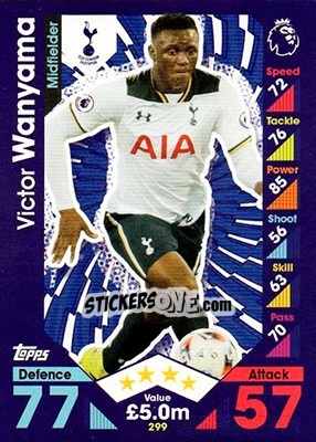 Sticker Victor Wanyama - English Premier League 2016-2017. Match Attax - Topps