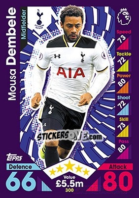 Sticker Mousa Dembele - English Premier League 2016-2017. Match Attax n. 300 - Topps
