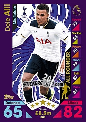 Sticker Dele Alli - English Premier League 2016-2017. Match Attax n. 301 - Topps