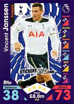 Cromo Vincent Janssen - English Premier League 2016-2017. Match Attax - Topps