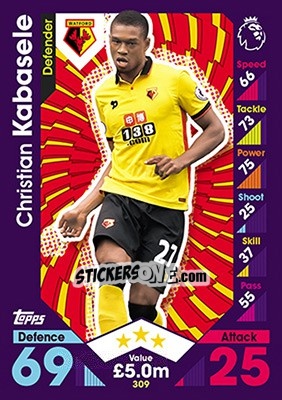 Figurina Christian Kabasele - English Premier League 2016-2017. Match Attax - Topps