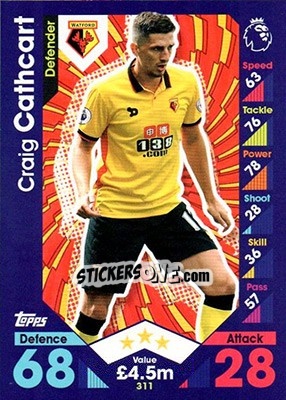 Sticker Craig Cathcart - English Premier League 2016-2017. Match Attax - Topps