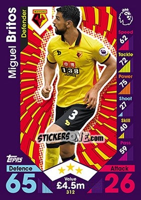 Sticker Miguel Britos - English Premier League 2016-2017. Match Attax - Topps
