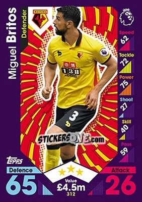 Cromo Miguel Britos - English Premier League 2016-2017. Match Attax - Topps