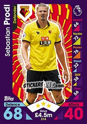 Sticker Sebastian Prodl - English Premier League 2016-2017. Match Attax - Topps