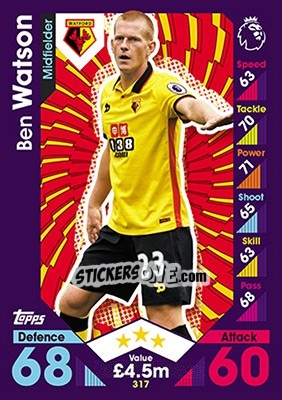 Sticker Ben Watson - English Premier League 2016-2017. Match Attax - Topps