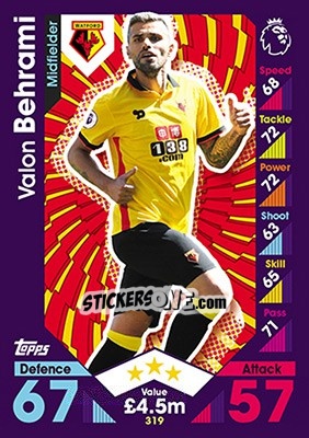 Figurina Valon Behrami - English Premier League 2016-2017. Match Attax - Topps