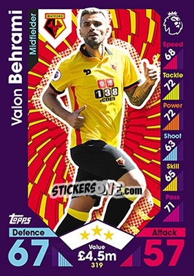 Sticker Valon Behrami - English Premier League 2016-2017. Match Attax n. 319 - Topps