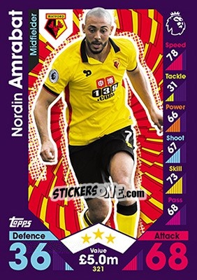 Sticker Nordin Amrabat - English Premier League 2016-2017. Match Attax n. 321 - Topps