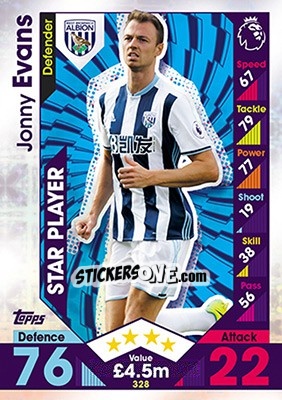 Cromo Jonny Evans - English Premier League 2016-2017. Match Attax - Topps