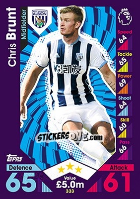 Figurina Chris Brunt - English Premier League 2016-2017. Match Attax - Topps