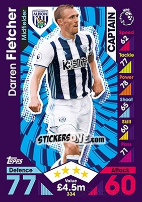 Sticker Darren Fletcher - English Premier League 2016-2017. Match Attax - Topps