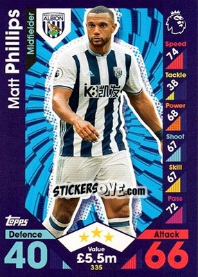 Sticker Matt Phillips - English Premier League 2016-2017. Match Attax - Topps