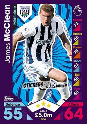 Cromo James McClean - English Premier League 2016-2017. Match Attax - Topps